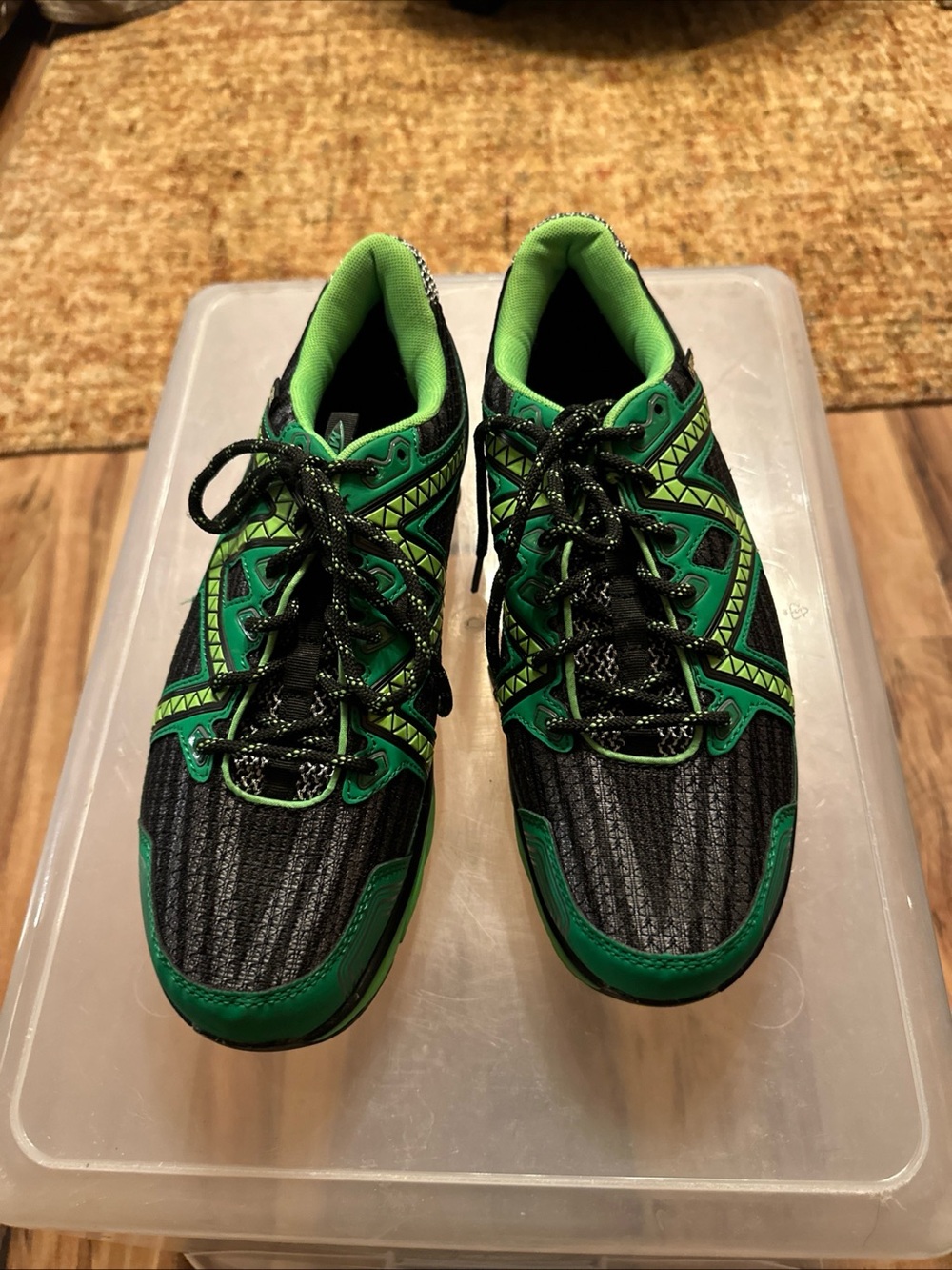 MBT Men's Black and Green Performance Running Shoes